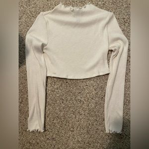 Forever 21 long sleeve crop with ruffled neck